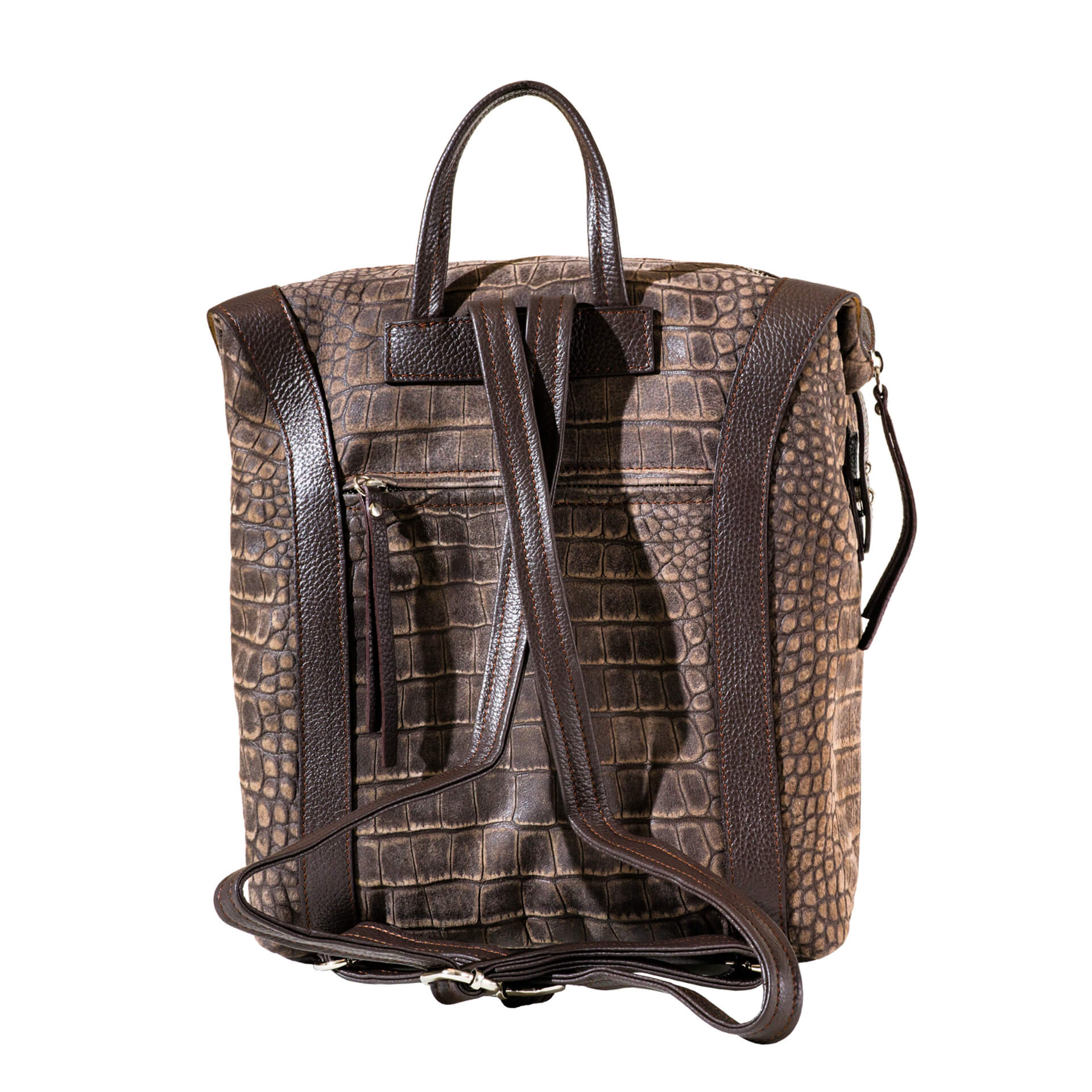 Sac à dos chic effet cuir café pour femme-2