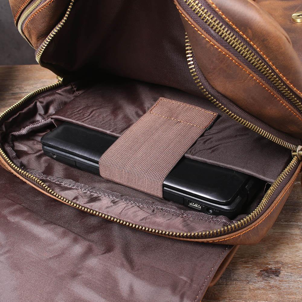 Sac à dos randonnée effet cuir marron-11