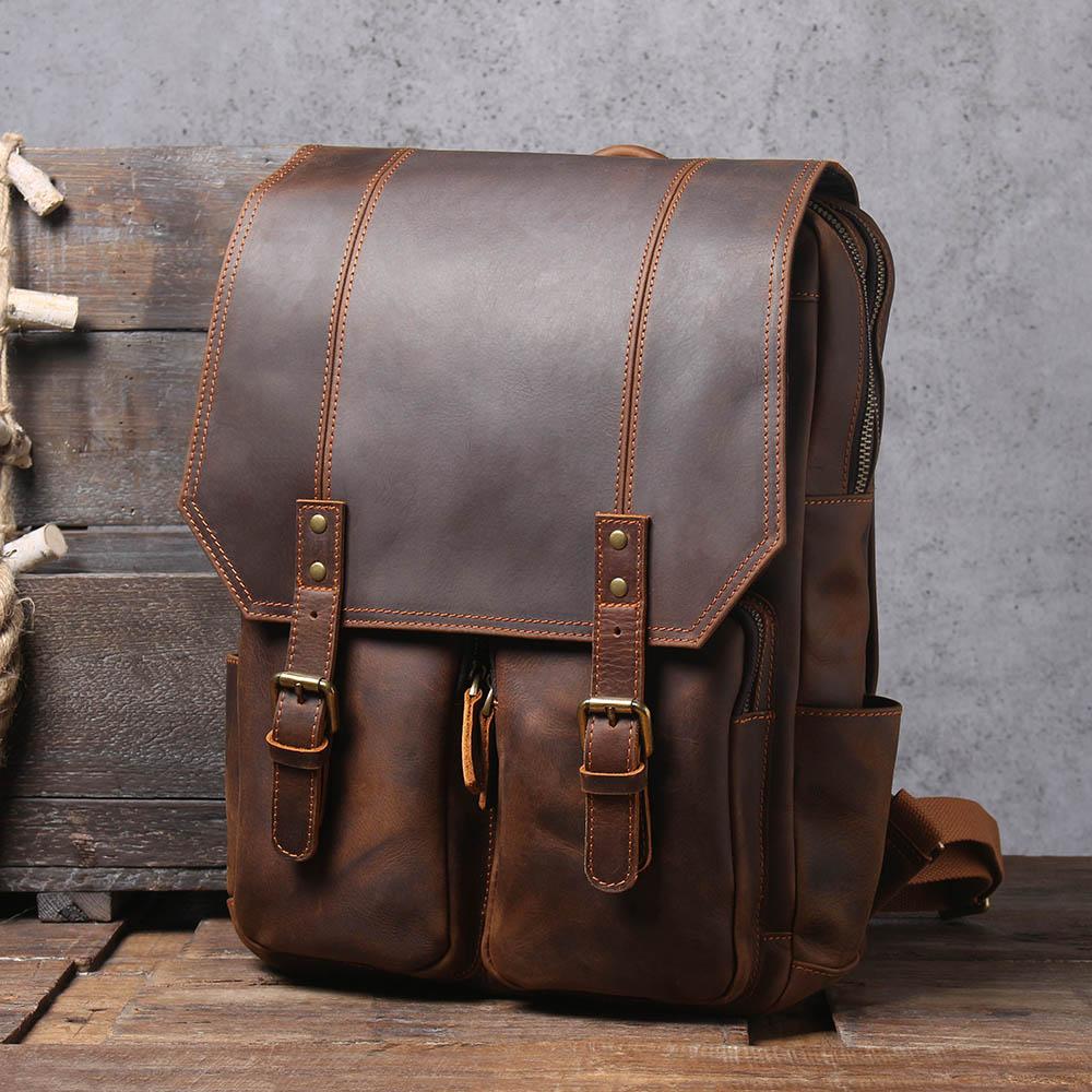 Sac à dos randonnée effet cuir marron-14