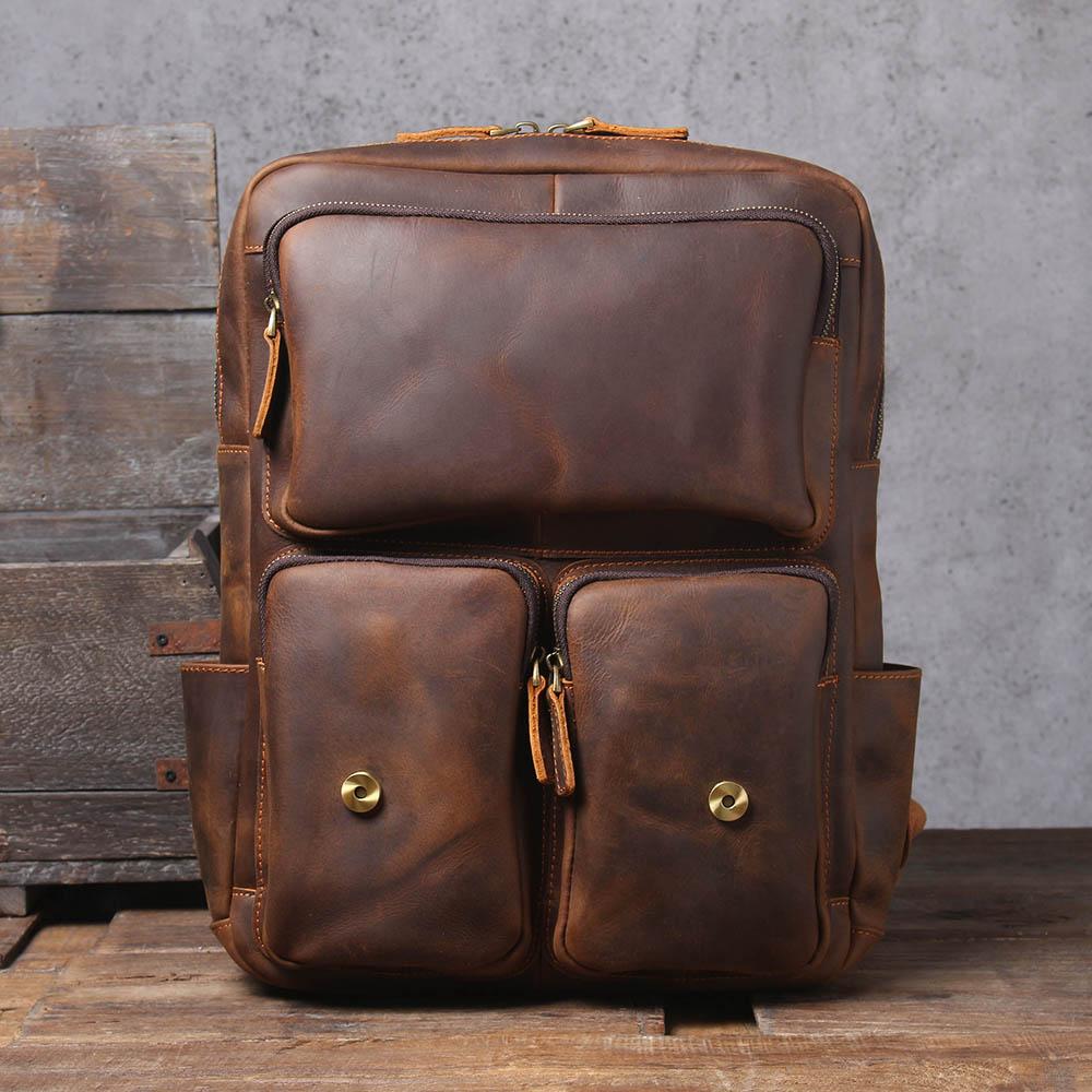 Sac à dos randonnée effet cuir marron-17