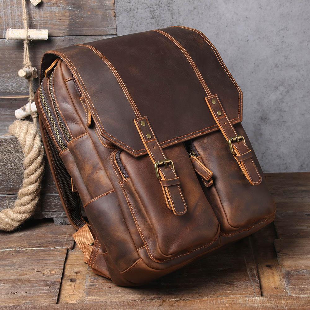 Sac à dos randonnée effet cuir marron-18