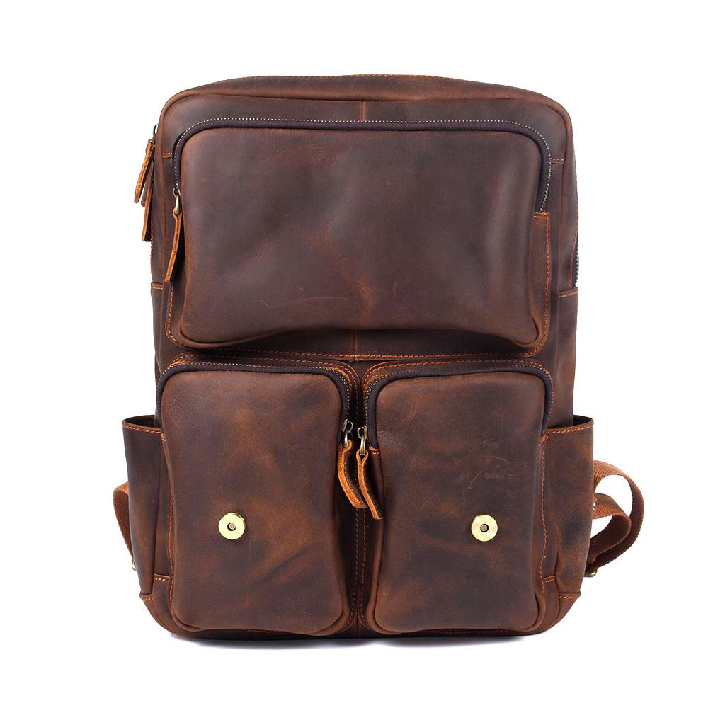 Sac à dos randonnée effet cuir marron-4