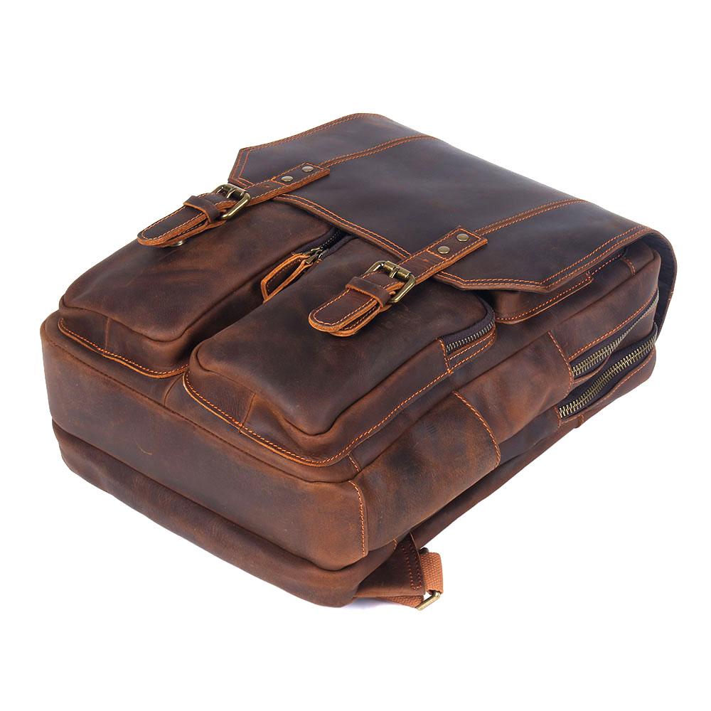Sac à dos randonnée effet cuir marron-5