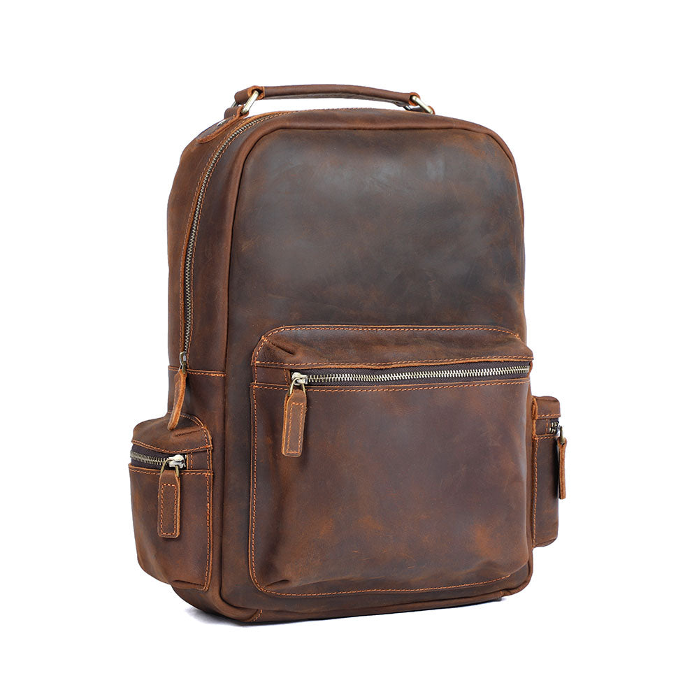 Sac à dos souple effet cuir café pour femme-2