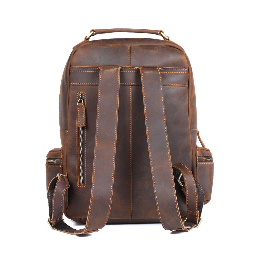 Sac à dos souple effet cuir café pour femme-4