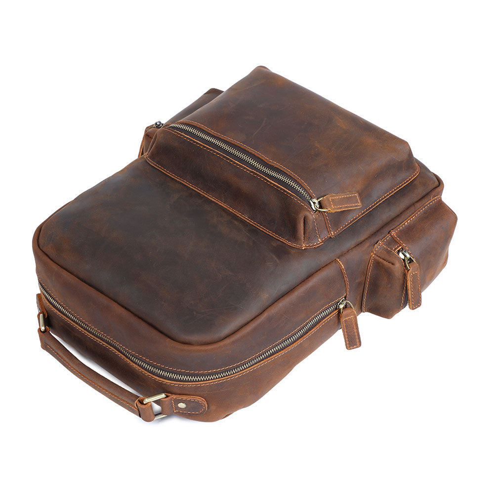 Sac à dos souple effet cuir café pour femme-5