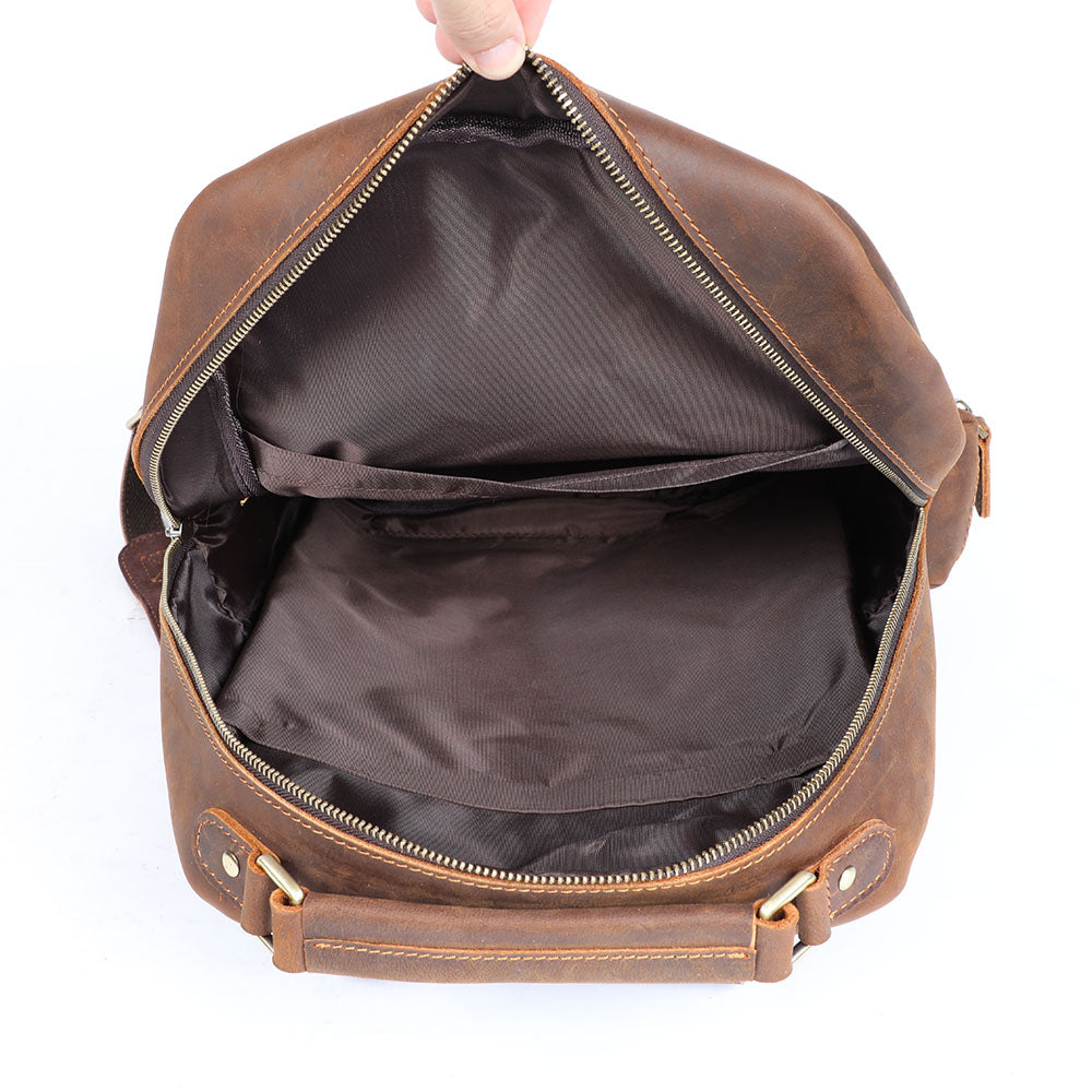 Sac à dos souple effet cuir café pour femme-7