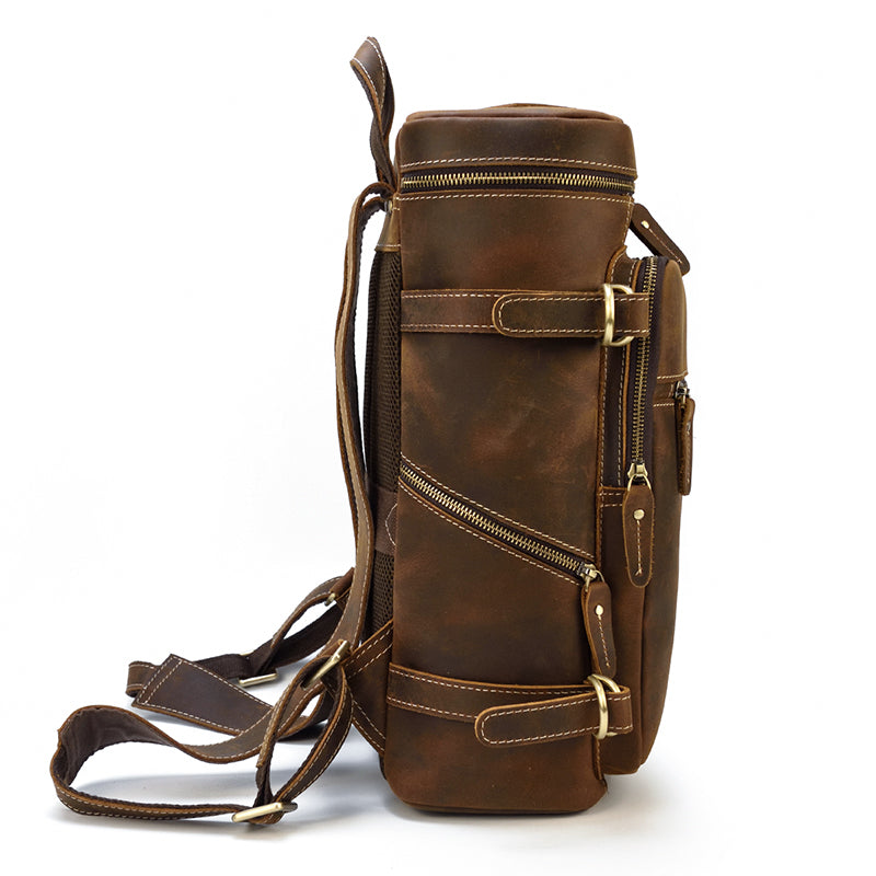 Sac à dos urbain effet cuir marron-4