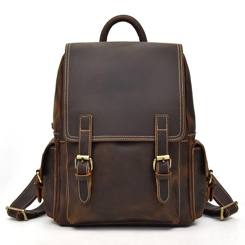 Sac à dos vintage effet cuir marron pour femme-1