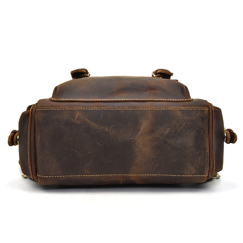 Sac à dos vintage effet cuir marron pour femme-4