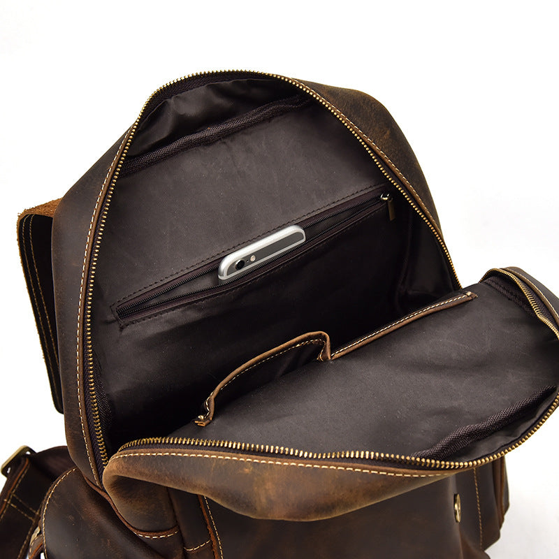 Sac à dos vintage effet cuir marron pour femme-9