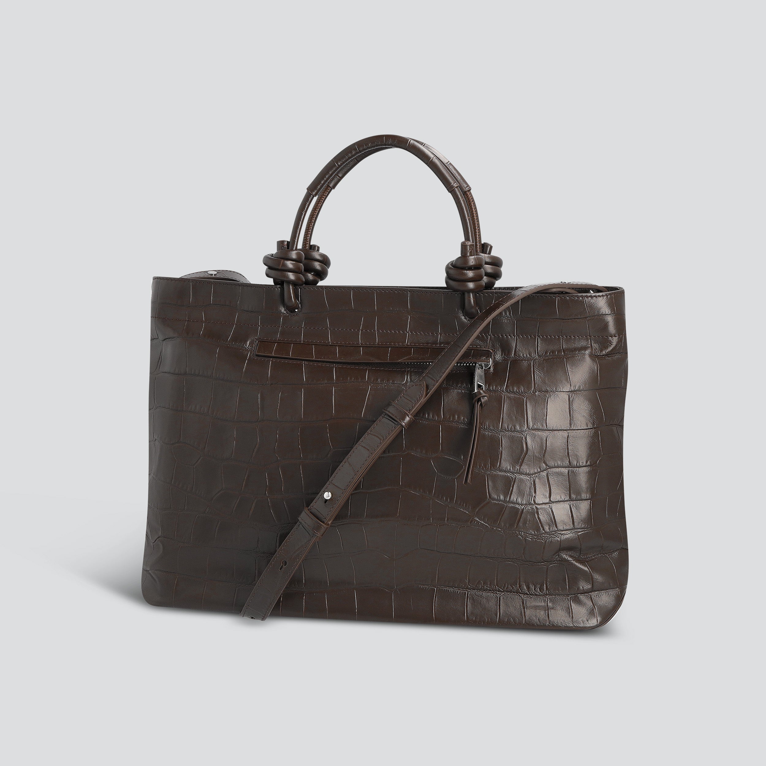 Sac à main effet croco espresso pour femme-3