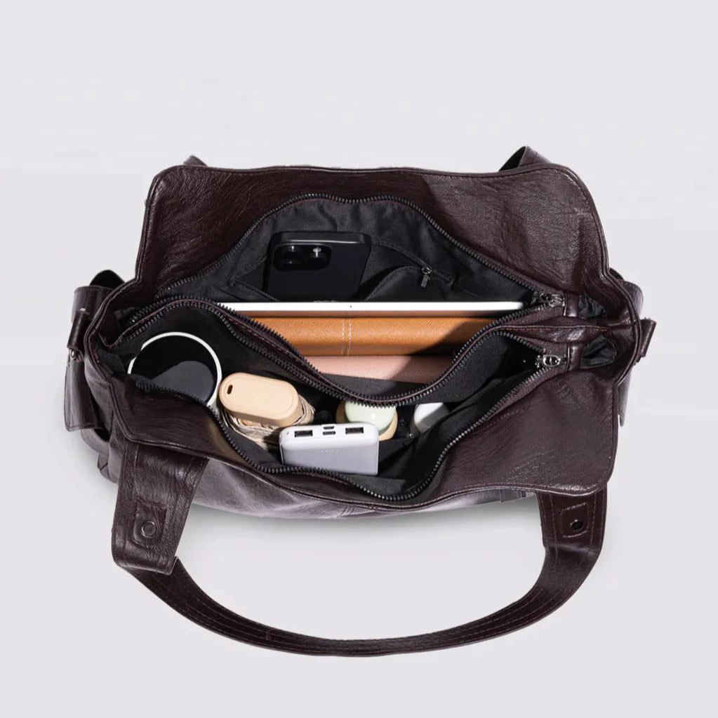 Sac bandoulière zippé effet cuir pour femme-11