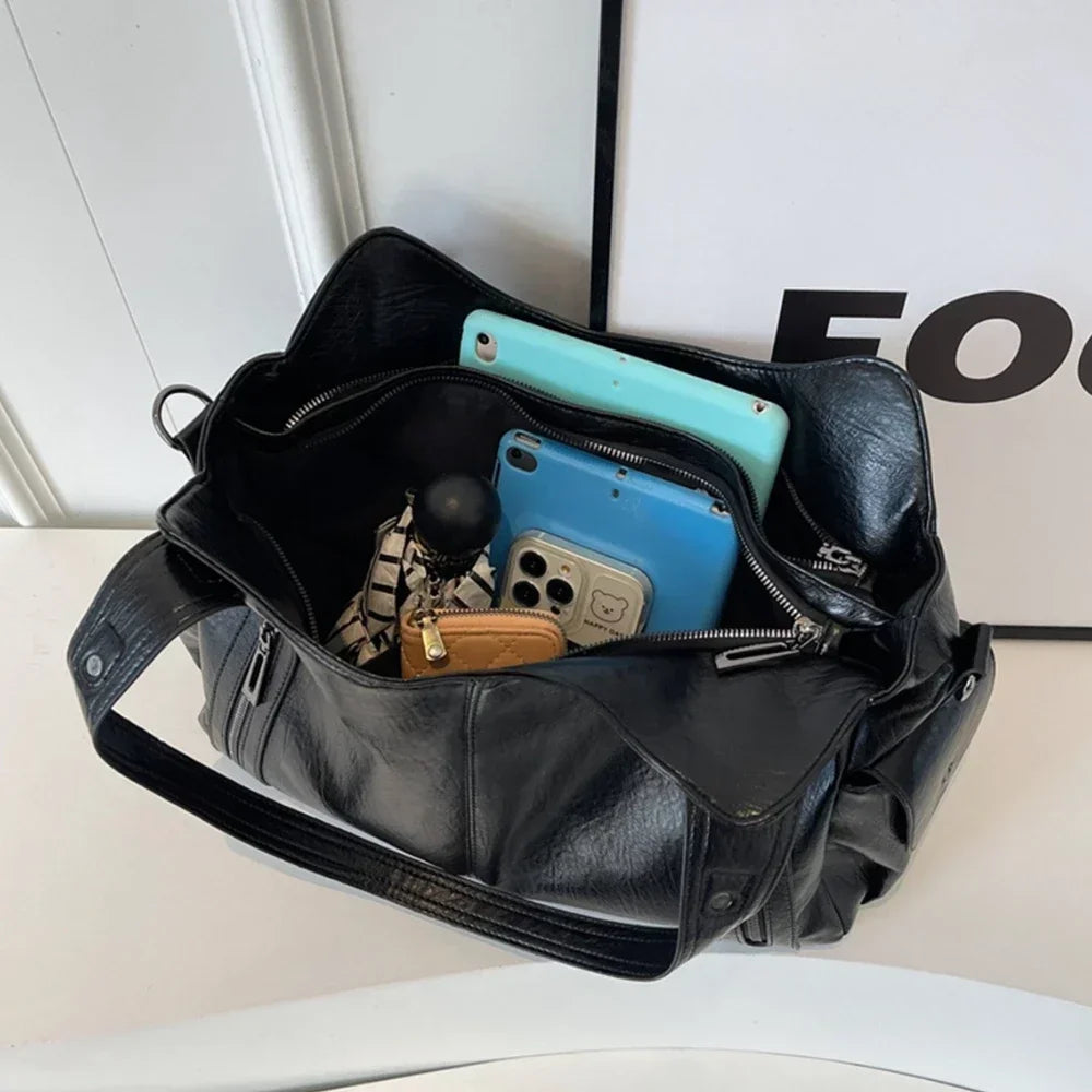 Sac bandoulière zippé effet cuir pour femme-16