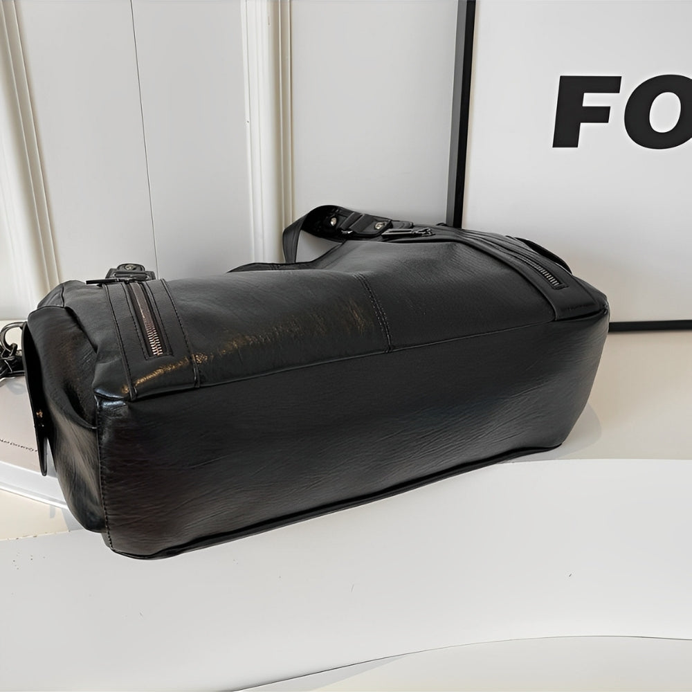 Sac bandoulière zippé effet cuir pour femme-17