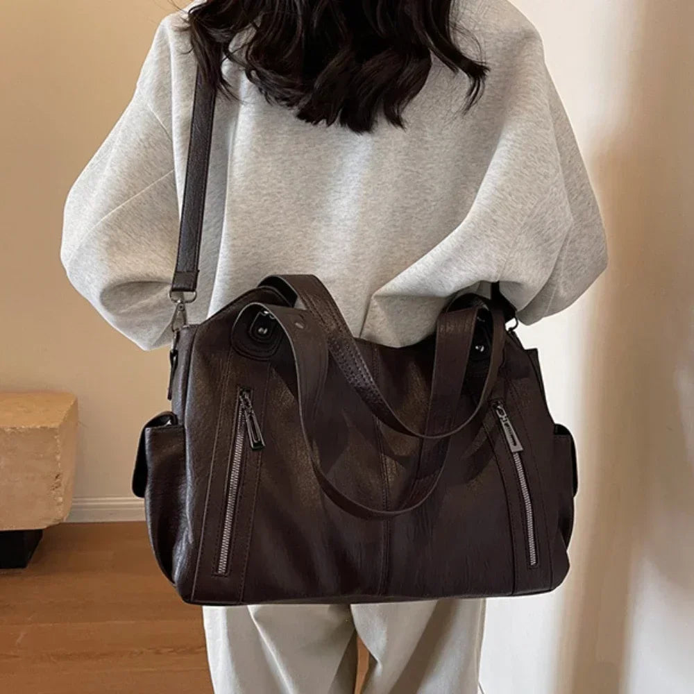 Sac bandoulière zippé effet cuir pour femme-18