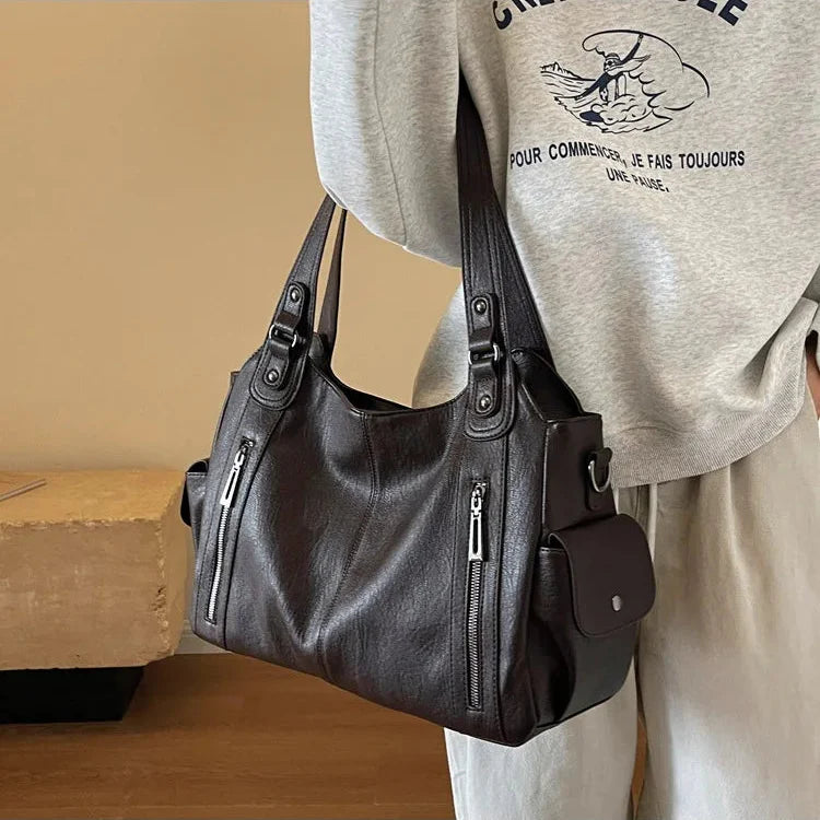 Sac bandoulière zippé effet cuir pour femme-19