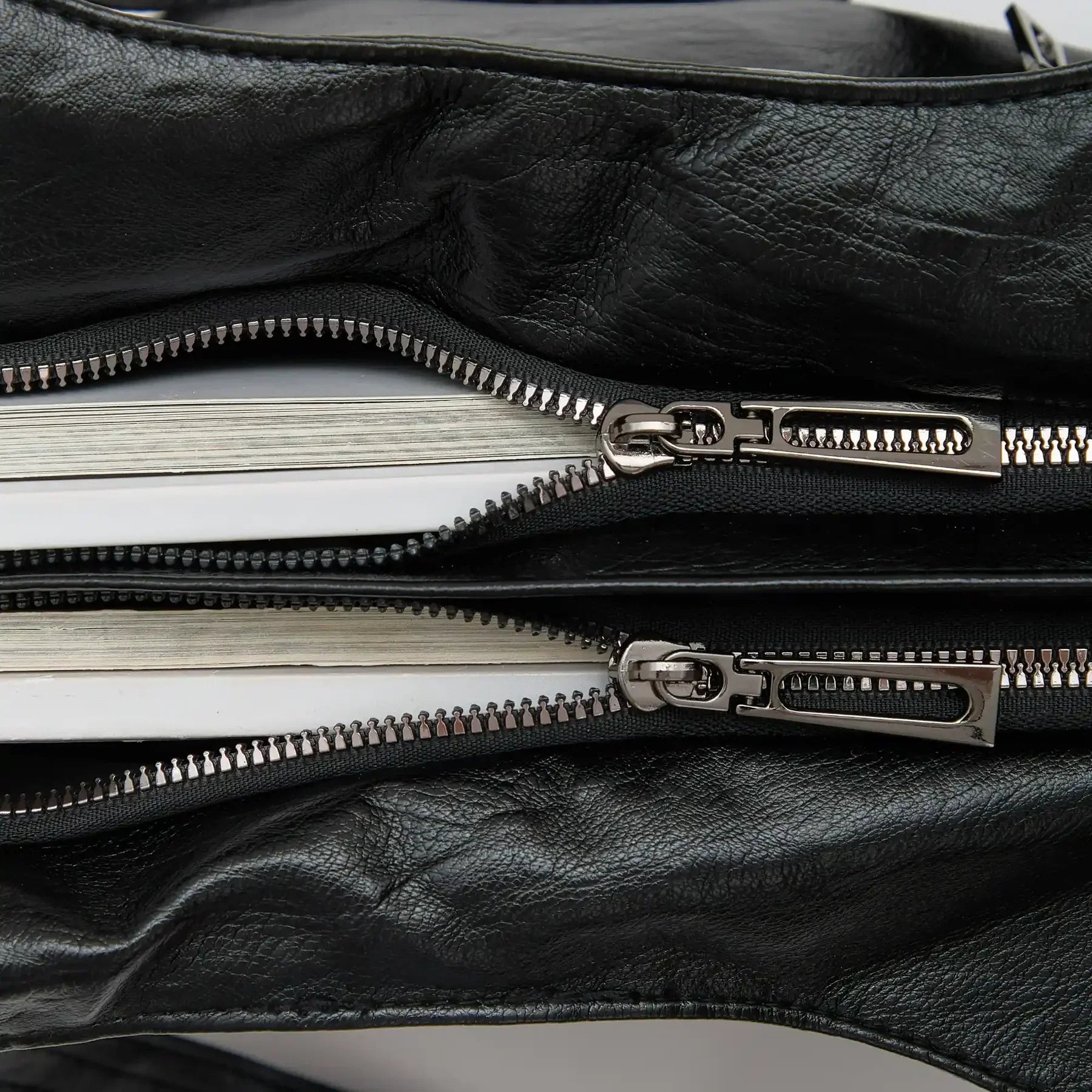 Sac bandoulière zippé effet cuir pour femme-5
