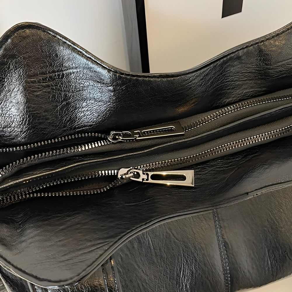 Sac bandoulière zippé effet cuir pour femme-6