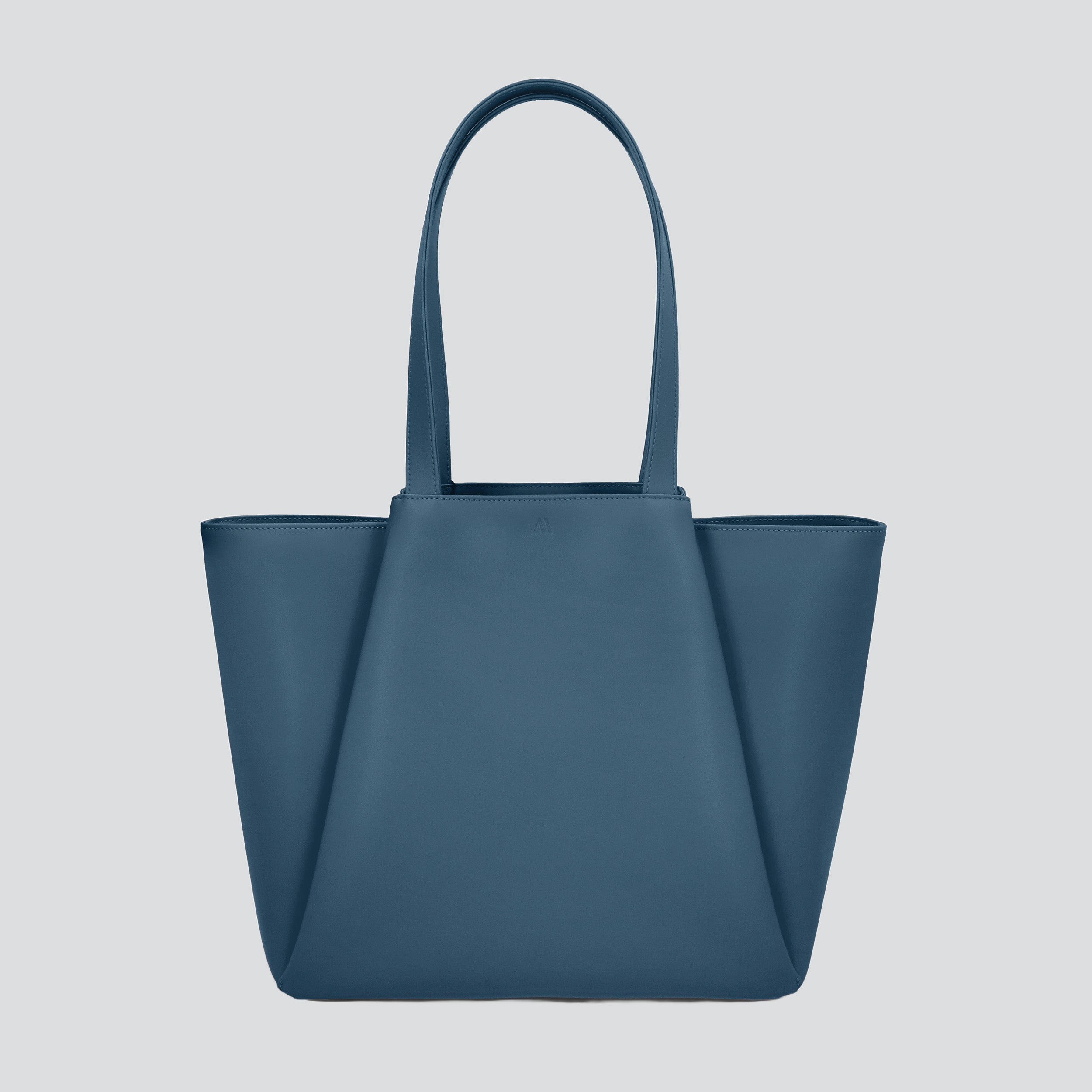 Sac cabas ordinateur effet cuir bleu canard pour femme-1