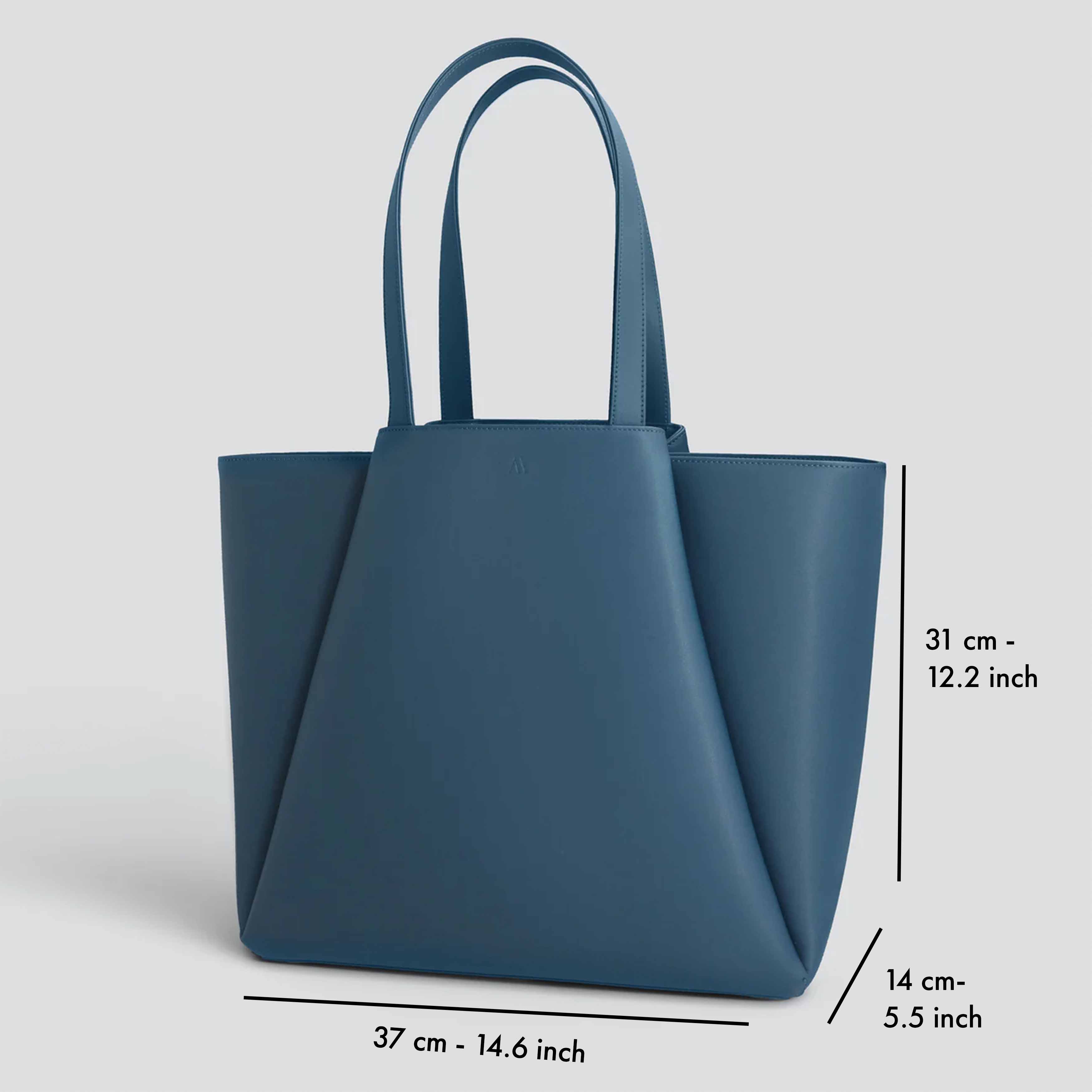 Sac cabas ordinateur effet cuir bleu canard pour femme-6