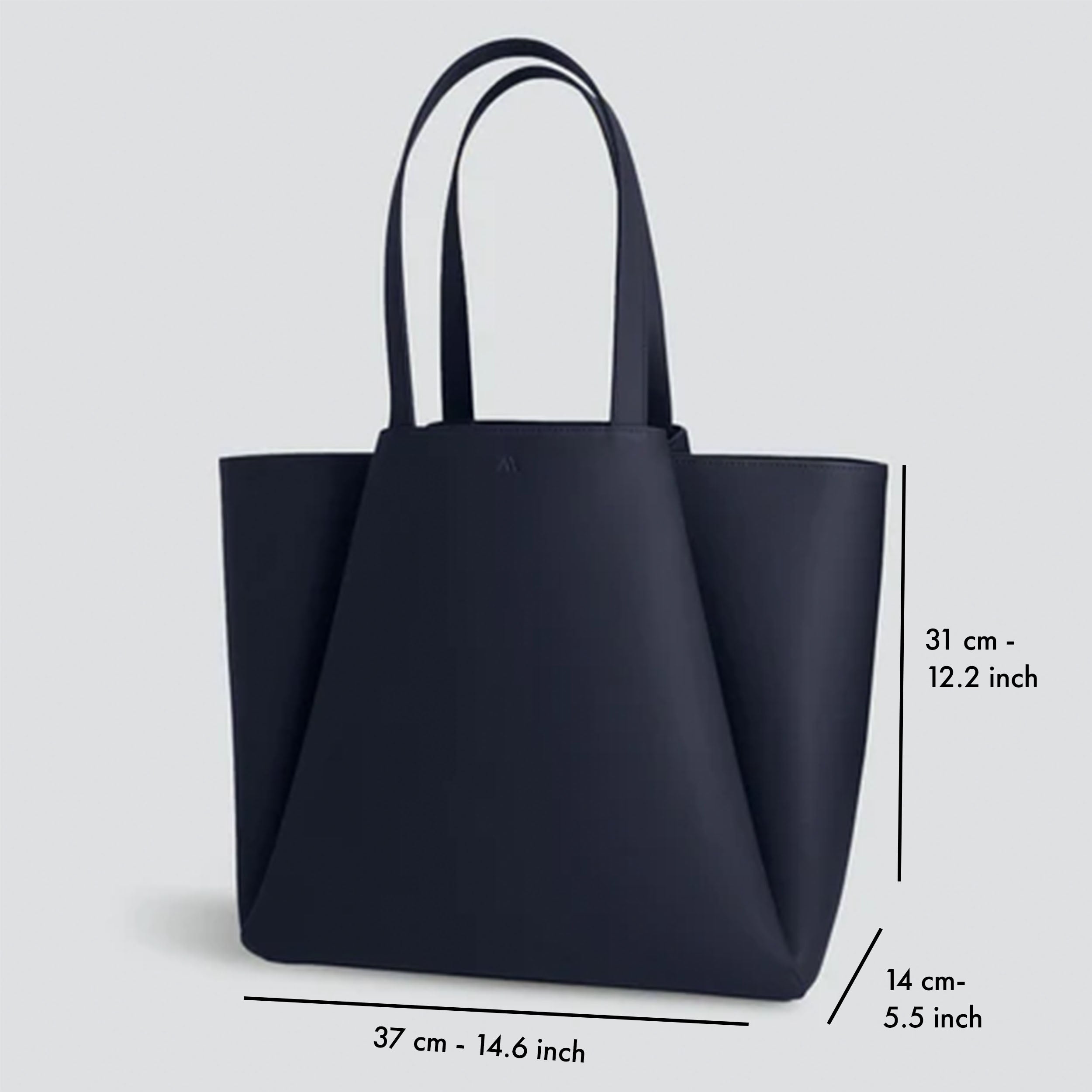Sac cabas ordinateur effet cuir bleu nuit pour femme-7