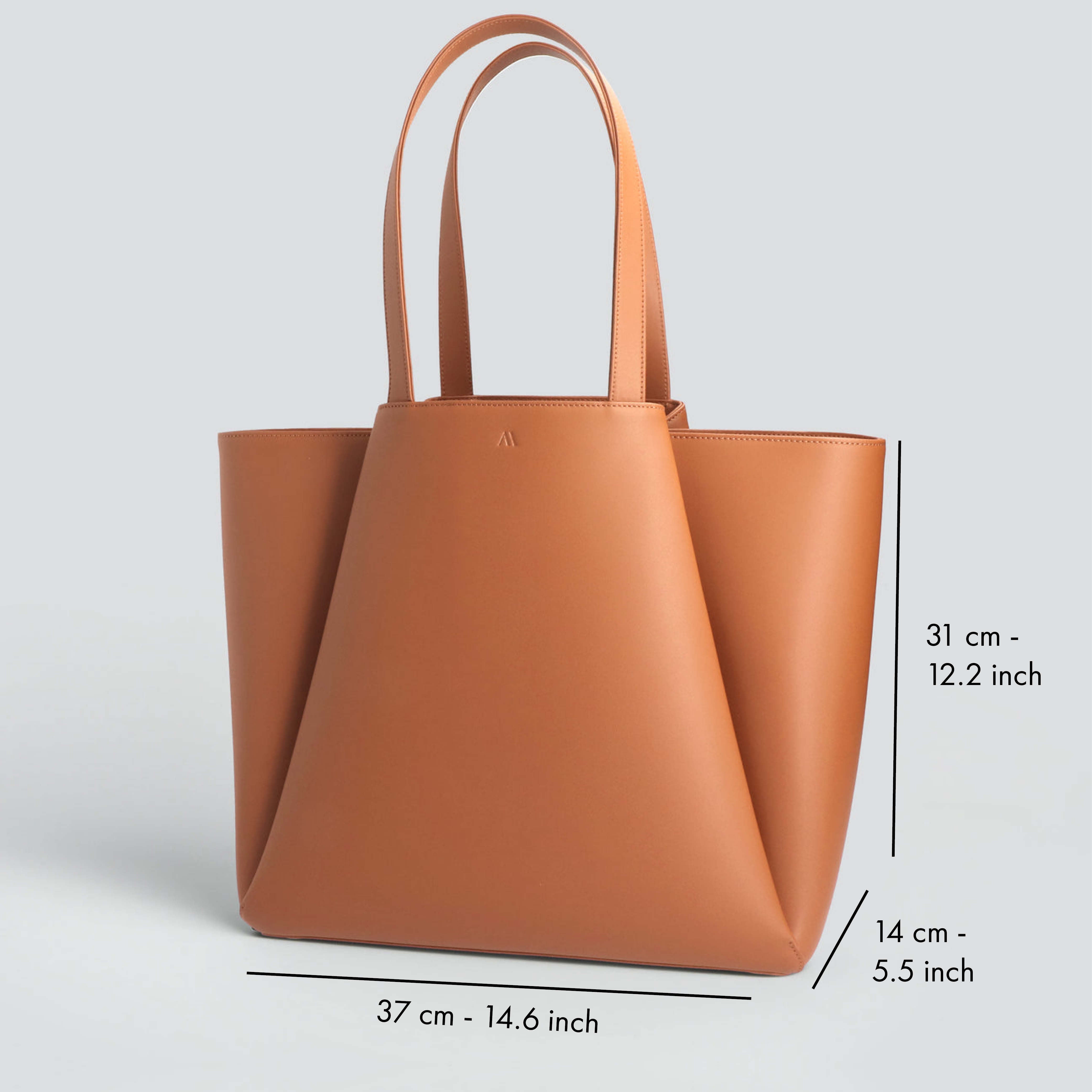 Sac cabas ordinateur effet cuir cognac pour femme-3