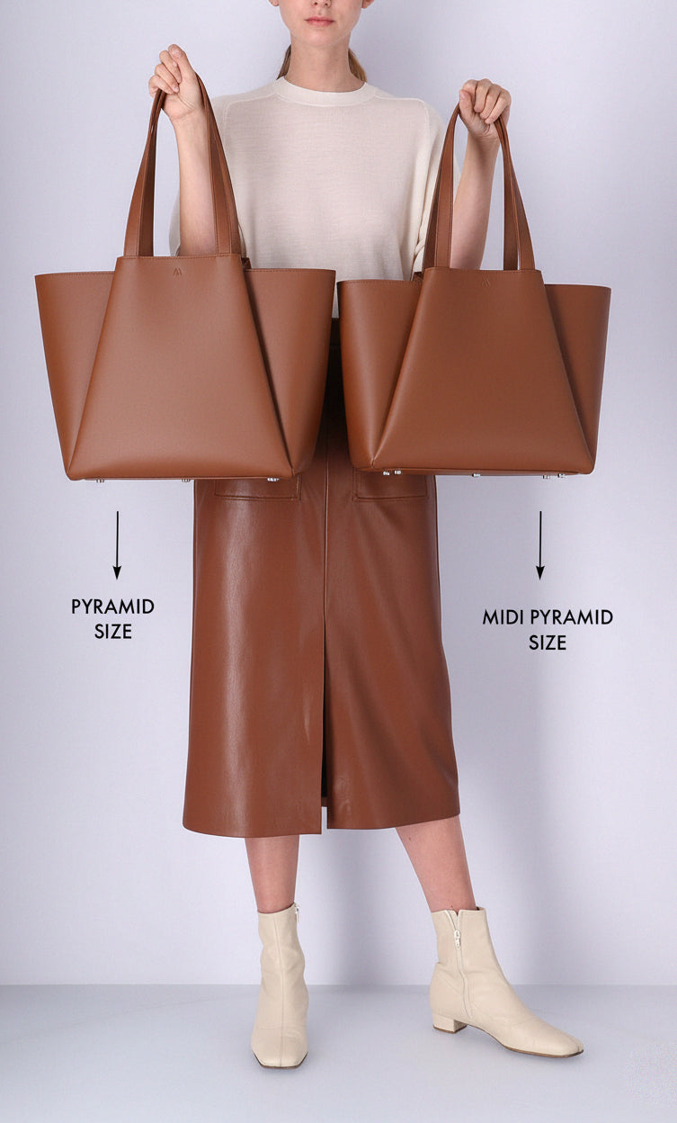 Sac cabas ordinateur effet cuir cognac pour femme-4