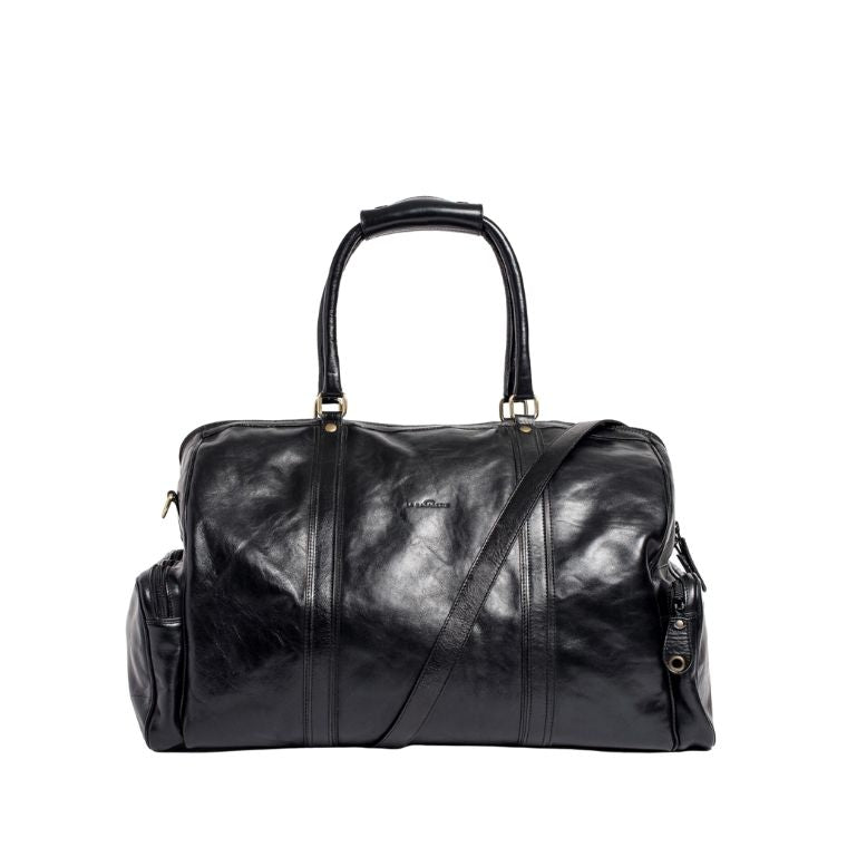 Sac de voyage effet cuir noir grande capacité-1