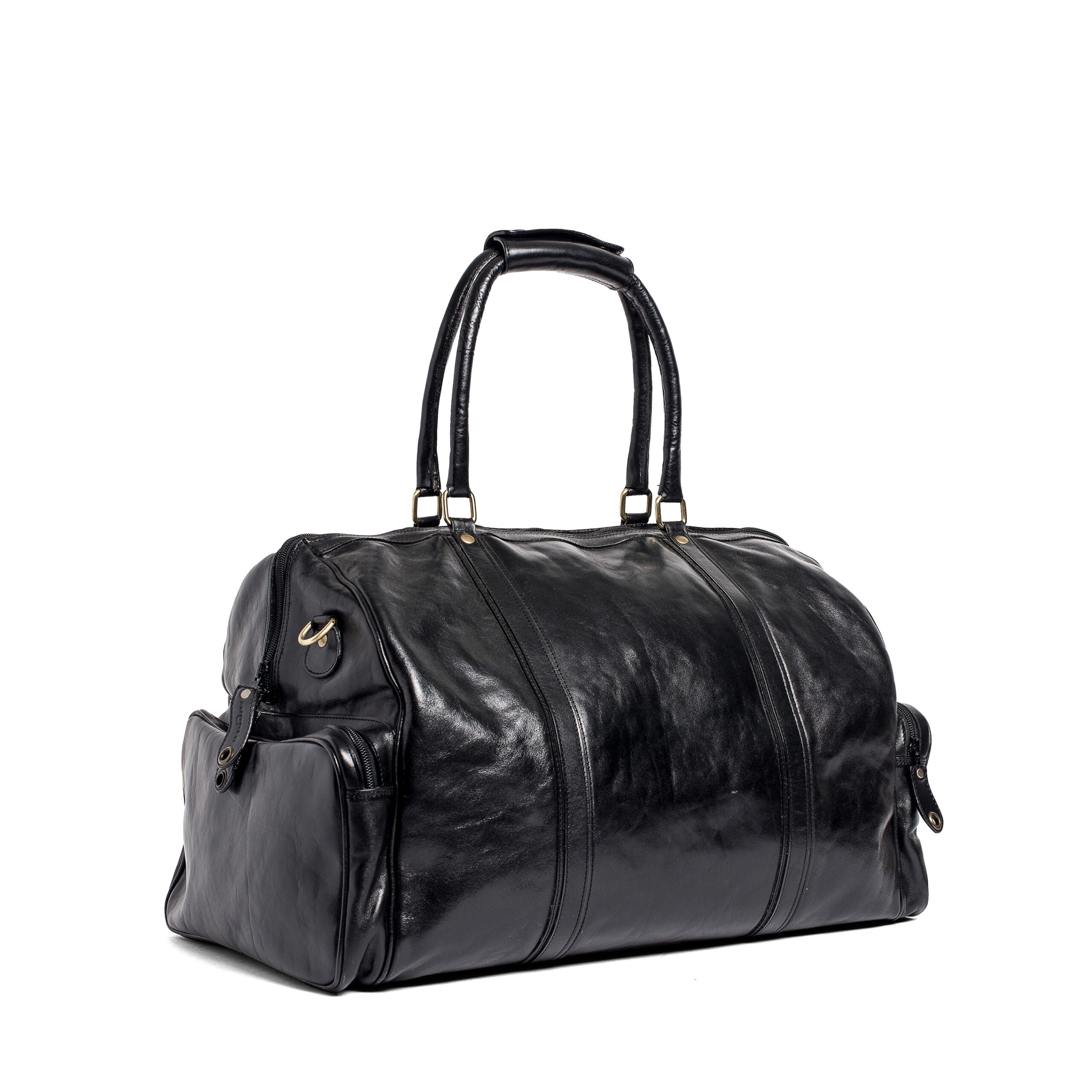 Sac de voyage effet cuir noir grande capacité-2