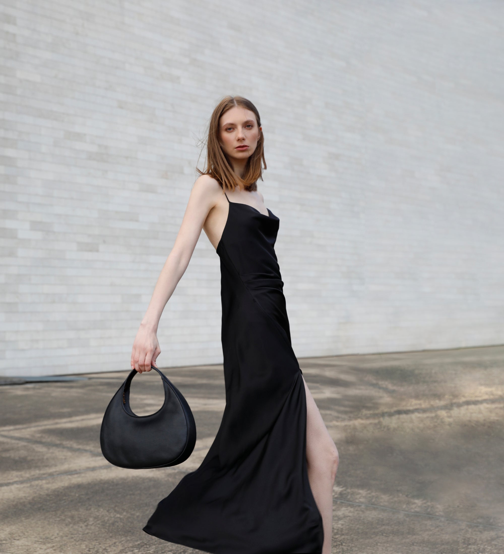 Sac demi-lune effet cuir pour femme-17