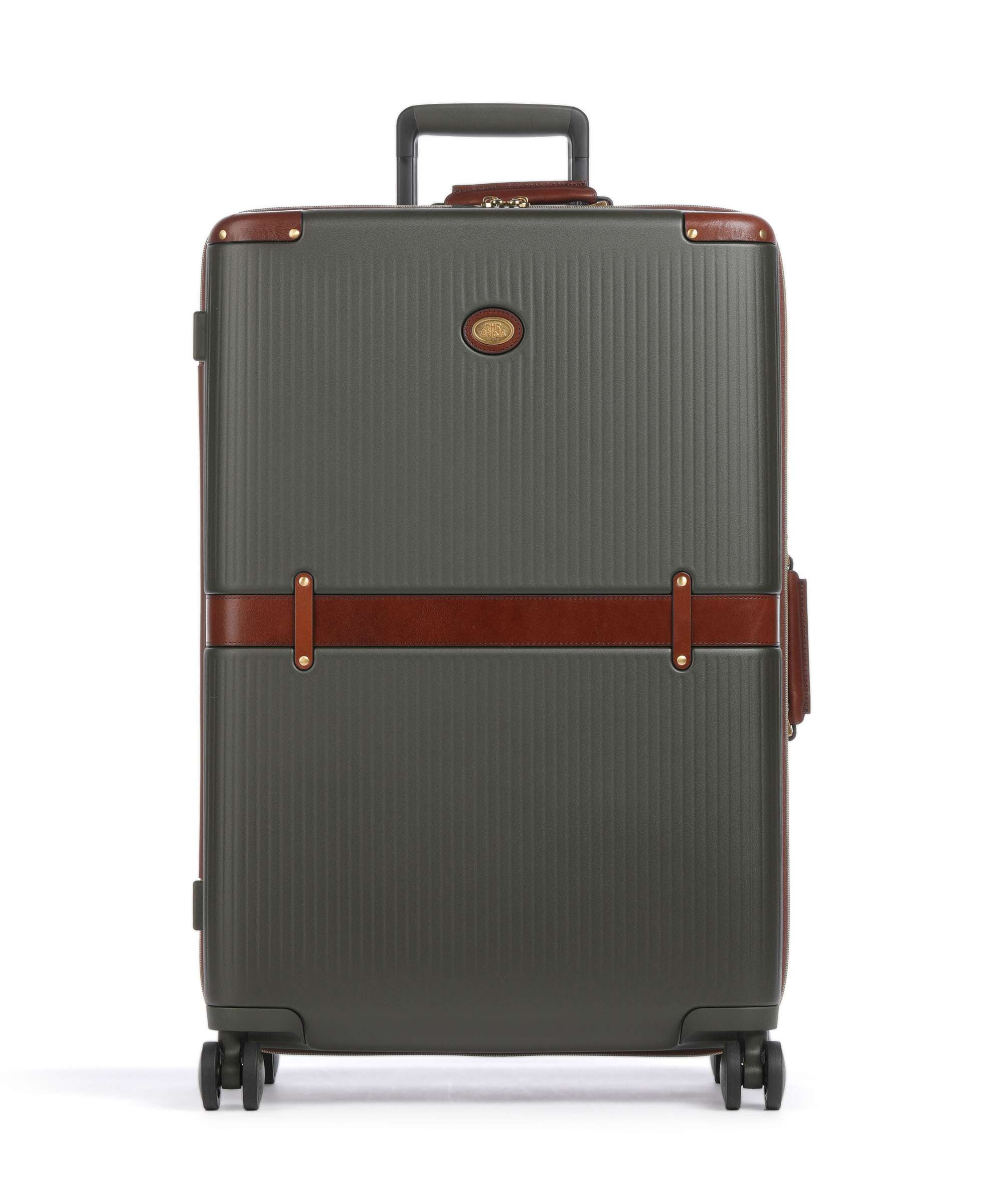 Valise trolley effet cuir vert forêt-1