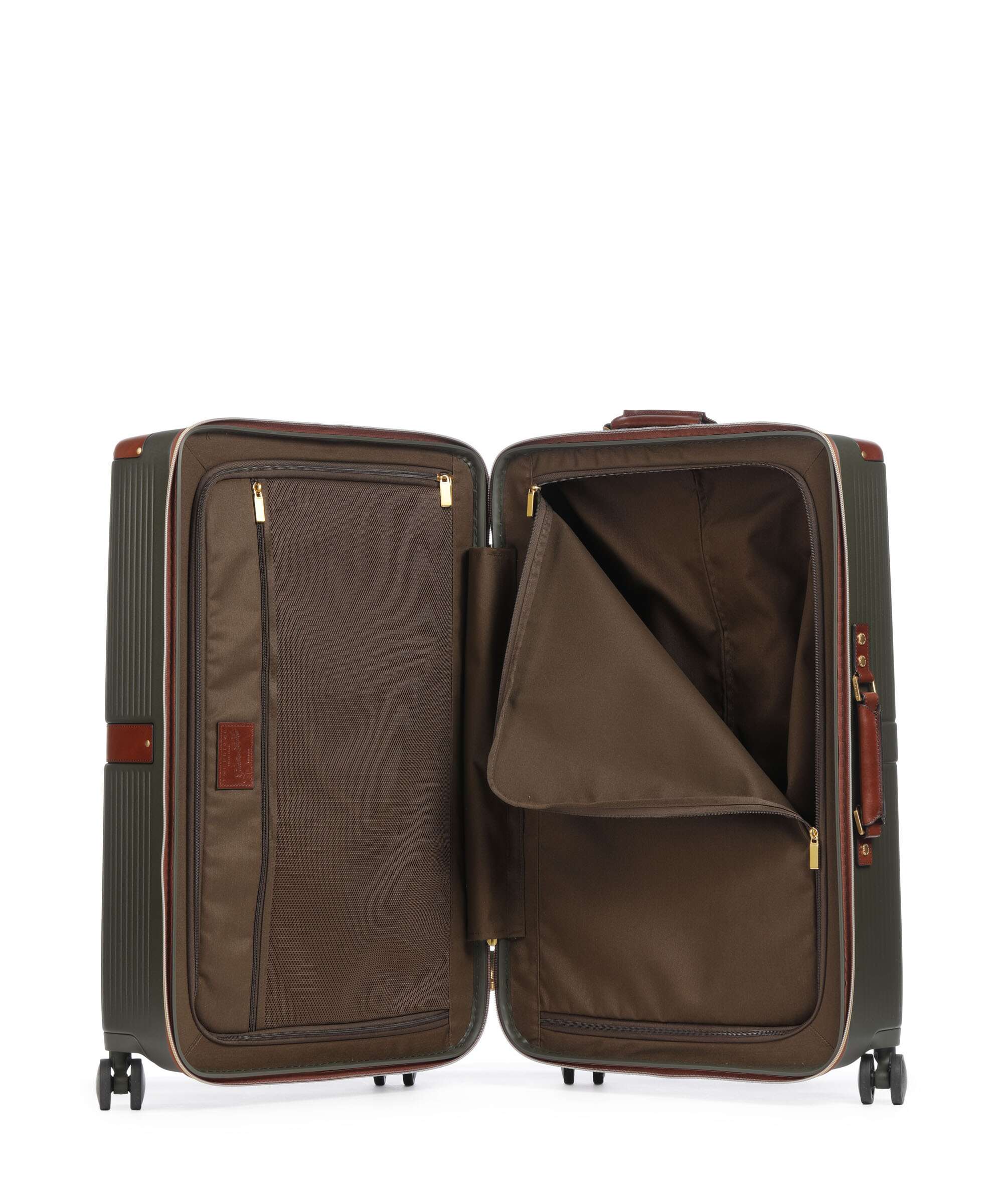 Valise trolley effet cuir vert forêt-5